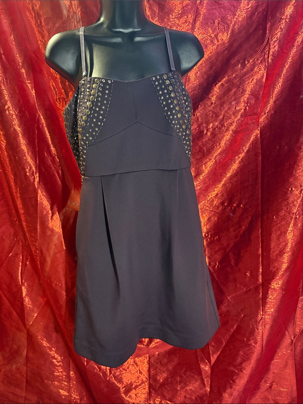 Women’s Deep Purple Stud-Accent Spaghetti Strap Dress